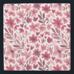 Cream Girly Pink Red Flowers Hearts   Stenunderlägg<br><div class="desc">Cream Girly Pink Red Flowers Hearts</div>