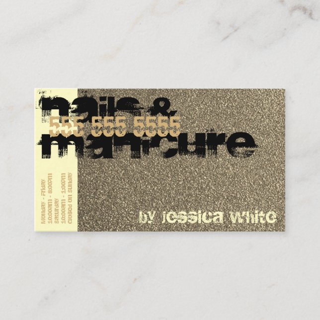 Cream Glitter Springles Nagel Studio Naglar Manicu Visitkort (Framsida)