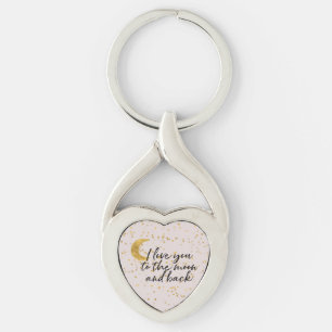 Cream Gold Jag älskar dig till månen konfetti Twisted Heart Silverfärgad Nyckelring
