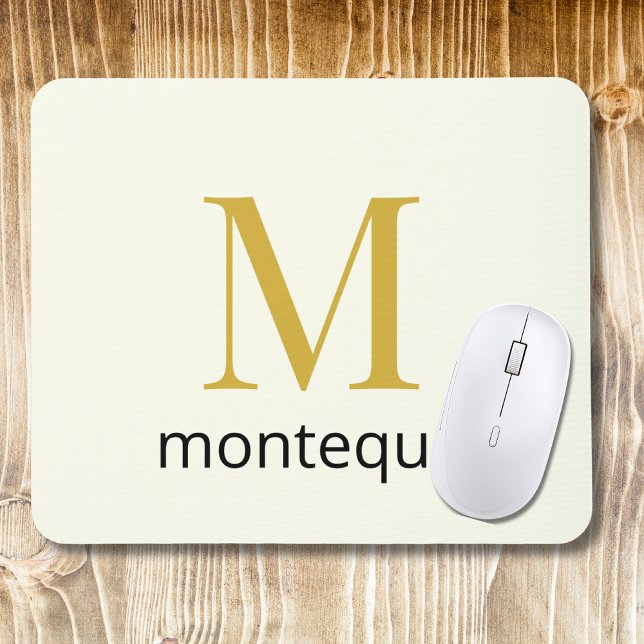 Cream Gold Monogram Personlig Namn Lyxpresent Musmatta (Skapare uppladdad)