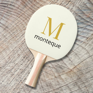 Cream Gold Monogram Personlig Namn Lyxpresent Pingisracket