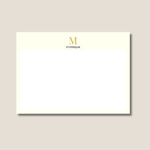Cream Gold Monogram Personligt Namn Lyxigt Gåva  Anteckningskort