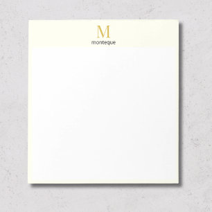 Cream Gold Monogram Personligt Namn Lyxpresent Anteckningsblock