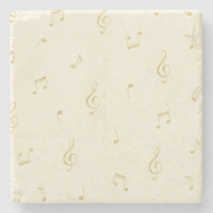 Cream Gold Musiknoter Stenunderlägg