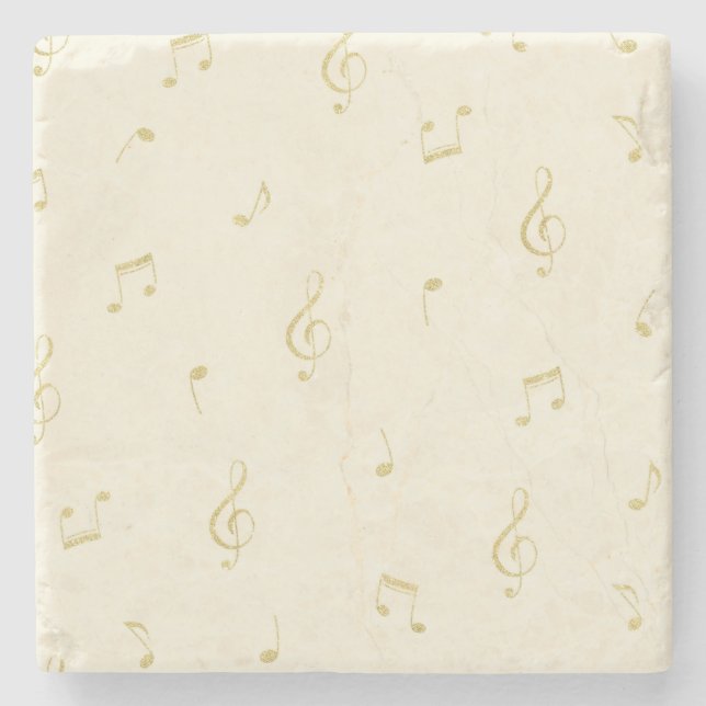 Cream Gold Musiknoter   Stenunderlägg (Framsidan)