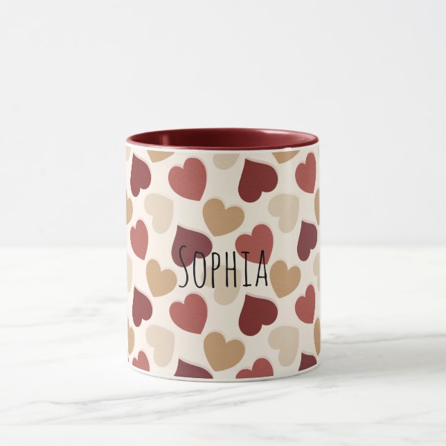Cream Gold Red Hearts Mugg (Center)