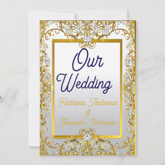 Cream & Gold Wedding Canvas Print – Ornate Frame W Inbjudningar