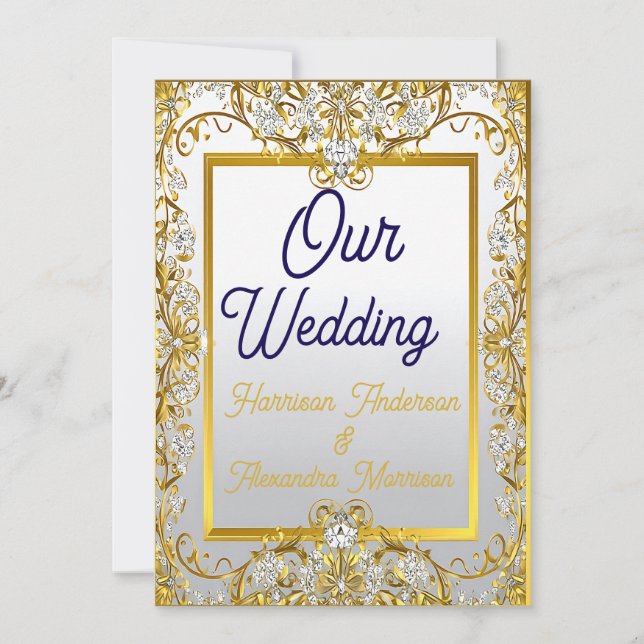 Cream & Gold Wedding Canvas Print – Ornate Frame W Inbjudningar (Framsida)