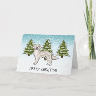 Cream Golden Retriever Blå Vinter God Jul Kort