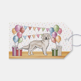 Cream Golden Retriever Colorful Pastel Birthday Presentetikett