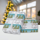 Cream Golden Retriever Hund Anpassningsbar jul Presentpapper<br><div class="desc">Desteis ursprungliga tecknad illustration av en söt engelsk kräm Golden Retriever-hund. Hund placeras på en vinterscen med tre gröntar för träd. Bakgrunden är en blå till vit övertoning som ge kallets vintag. Det finns ett anpassningsbara textområde som nu lyder: "God jul!" tillsammans med ett eget namn.</div>