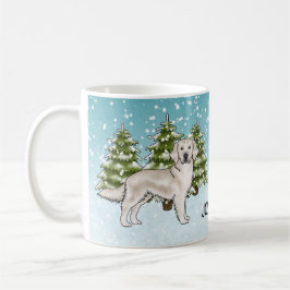 Cream Golden Retriever Hund Jul Anpassat Namn Kaffemugg