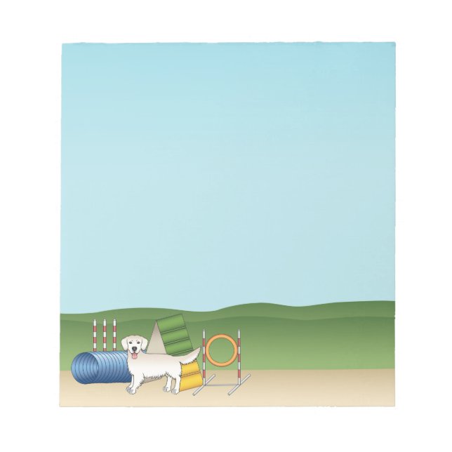 Cream Golden Retriever med flexibel utrustning Anteckningsblock (Framsida)