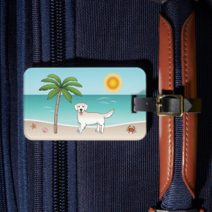 Cream Golden Retriever på en tropisk sommarstrand Bagagebricka