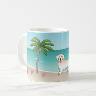 Cream Golden Retriever på en tropisk sommarstrand Kaffemugg