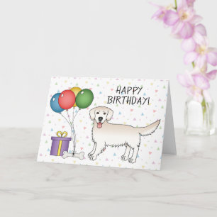 Cream Golden Retriever Tecknad hund Grattis på föd Kort