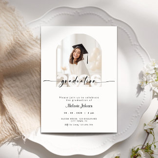 Cream Graduation Invitation with Photo - 2026 Inbjudningar