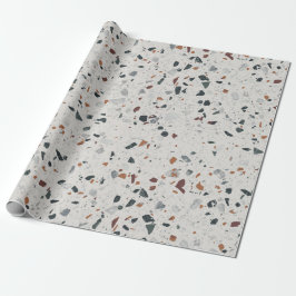 Cream Grått Modern Terrazzo Struktur Mönster Presentpapper