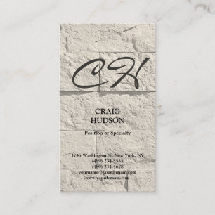 Cream Grått Monogram Wall Brick Affärskort Visitkort
