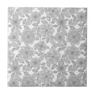 CREAM-GRAY-FLORAL KAKELPLATTA