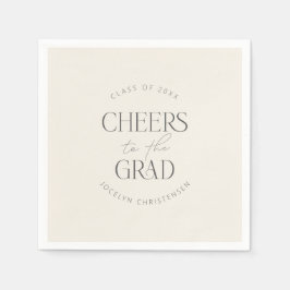 Cream Gray Personalized Cheers Grad Party Pappersservett