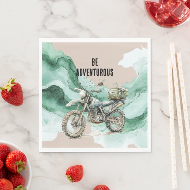 Cream grön motorcykeläventyr pappersservett (Insitu)