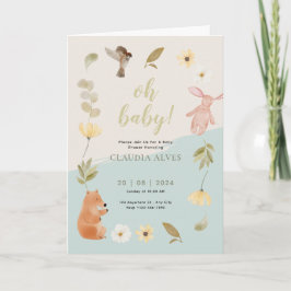 Cream Grönt Watercolor Baby Shower Honoring Foled Inbjudan