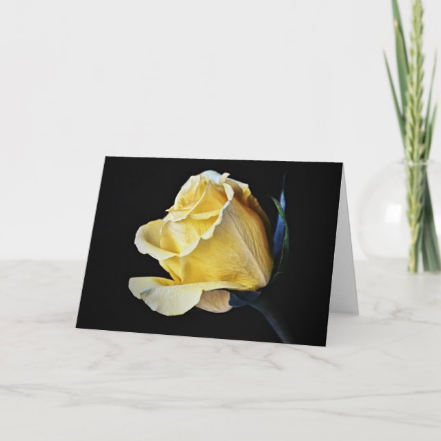 Cream Gul ros Flower Art Note-kort Kort (Framsida)