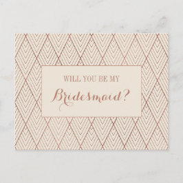 Cream Guld Art Deco Anpassningsbar Bridesmaid Frie Inbjudan Vykort