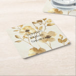 Cream Guld Blommigt Bröllop Underlägg Papper Kvadrat<br><div class="desc">Cream Guld Blommigt bröllop möhippa födelsedag</div>