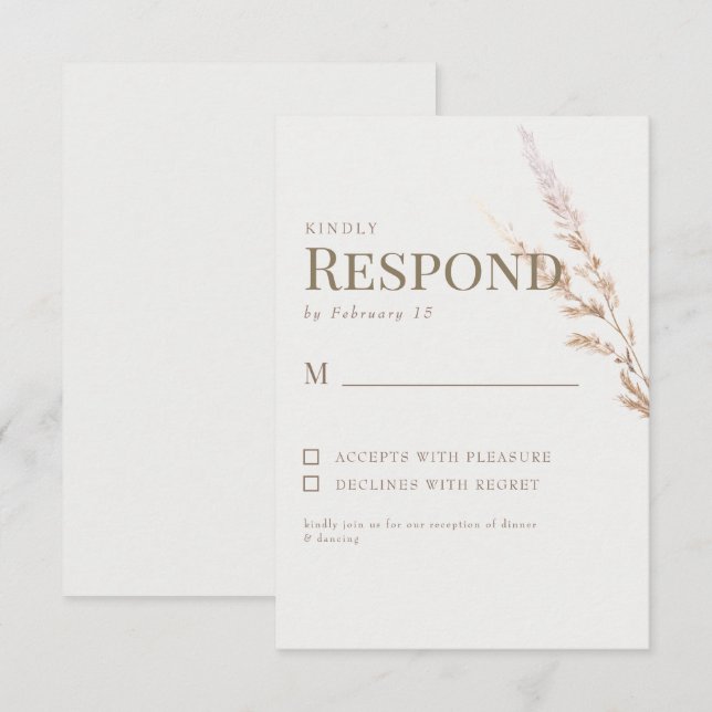 Cream Guld Boho Text Bröllop OSA (Fram/baksida)