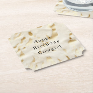 Cream Guld Cowhide Animal Underlägg Papper
