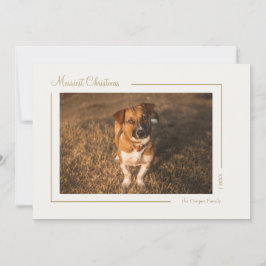 Cream Guld Elegant - minimalistiskt Vågrät för jul Julkort