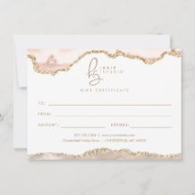 Cream Guld Glitter Agate Business Gift Certificate