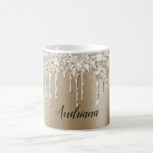 Cream Guld Glitz Glitter Ice Cream Dricks Kaffemugg