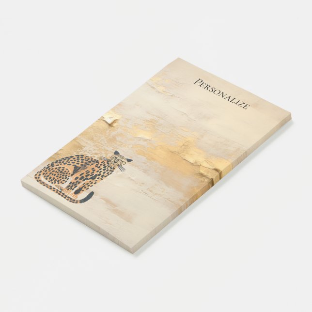 Cream Guld Leopard Animal Post-it Block (Vinklad)