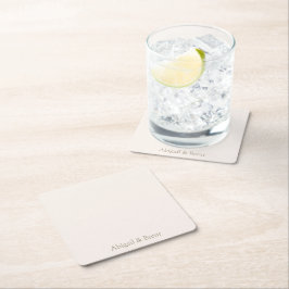 Cream & Guld Personlig Simple Bröllop Underlägg Papper Kvadrat