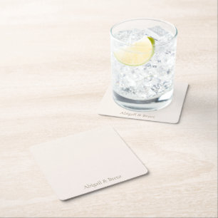 Cream & Guld Personlig Simple Bröllop Underlägg Papper Kvadrat