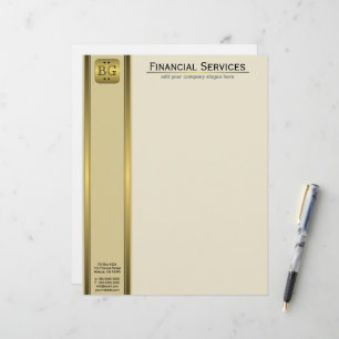 Cream Guld Plate Accountant Business Letterhead Brevhuvud