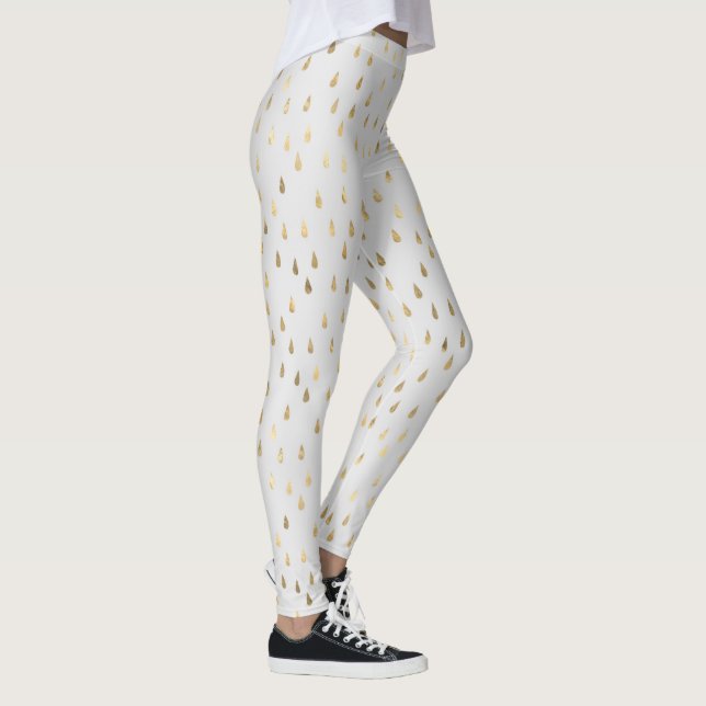 Cream Guld RainDrop Modern Trendig Yoga Leggings (Höger)