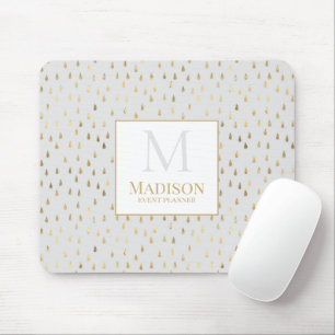 Cream Guld Regndrop Modern Trendig Monogram Musmatta