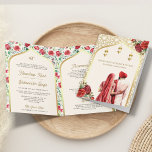 Cream Guld Röd ros alla i One Sikh Bröllop Inbjudan<br><div class="desc">Akta dina gäster med den här eleganten,  Sikh-bröllopsinbjudan med en vacker vattenfärgad illustration av ett Punjabi-par med hängande lyktor och röd ros. Lägg bara till din händelseinformation i den här mallen som är enkel att använda för att göra den till en inbjudan av typen en.</div>