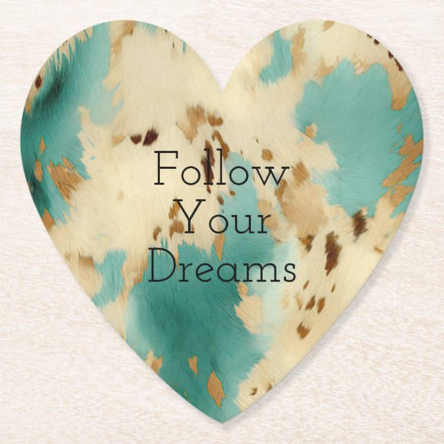 Cream Guld Turcos Cowhide Animal Underlägg Papper (Framsida)