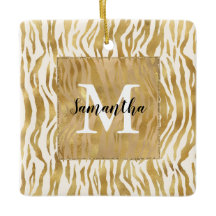 Cream Guld Zebra tryck Monogram   