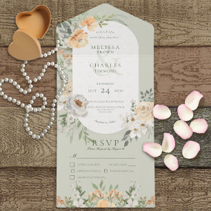 Cream & Gult Boho Blommigt Sage Grönt Middag