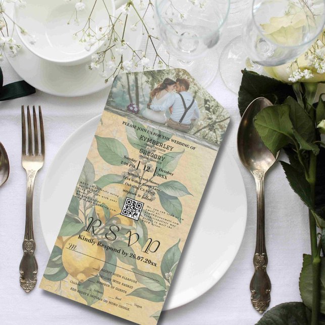 Cream Gult Lemon Orchard Botanical QR-kod (Skapare uppladdad)