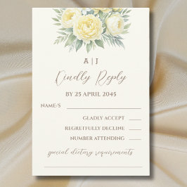 Cream Gult Peony Ro Blommigt Bröllop OSA Card