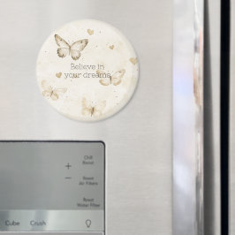 Cream Hearts Butterflies Jul Magnet