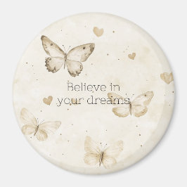 Cream Hearts Butterflies Jul Magnet