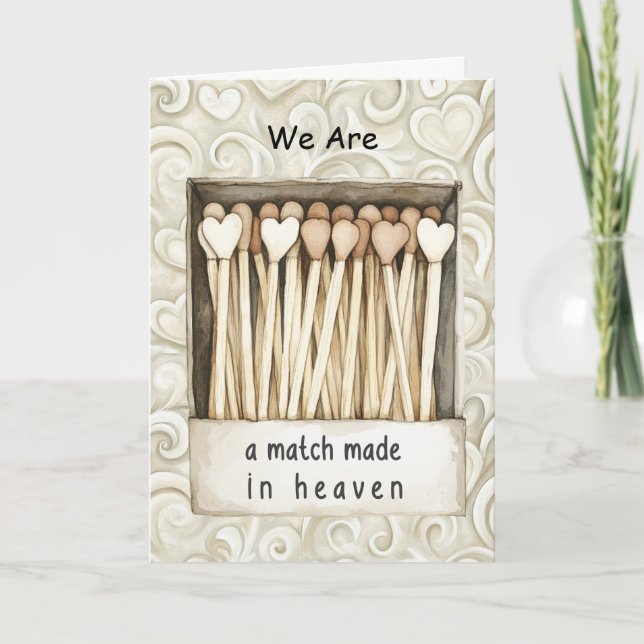 Cream Hearts Match Made in Heaven Gold Glitter Kort (Framsida)